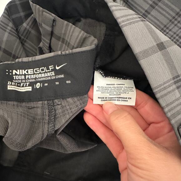 Nike Men's Gray Black Plaid Golf Shorts Size 38 Dri-Fit Performance Polyester - Picture 7 of 7